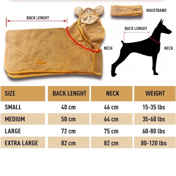 Dog Bathrobe Golden Dane - 100% Cotton - Picture 4 of 6